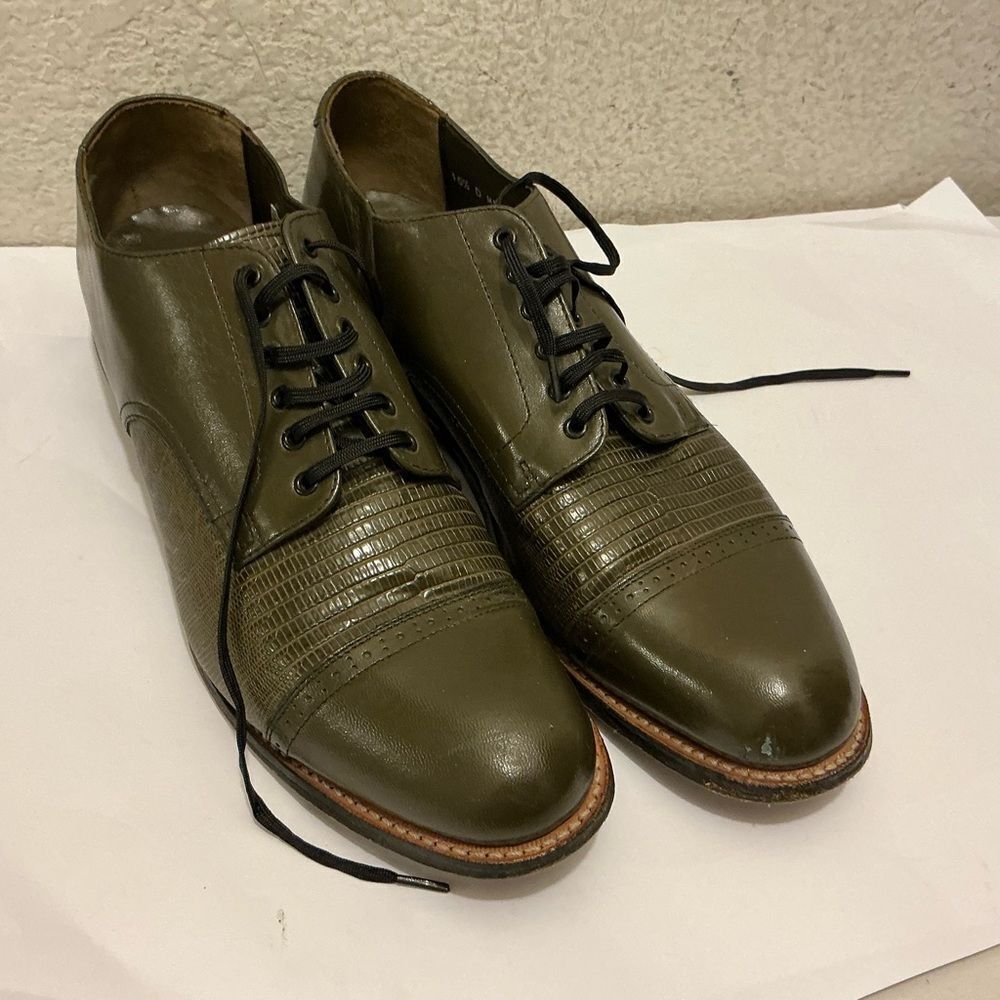 Stacy Adams Olive Men's Madison Cap Toe Oxford Leather Oxfords 10.5D